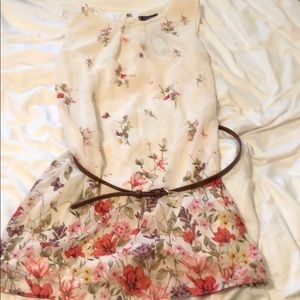 Primark sleeveless flower dress w/ brown belt